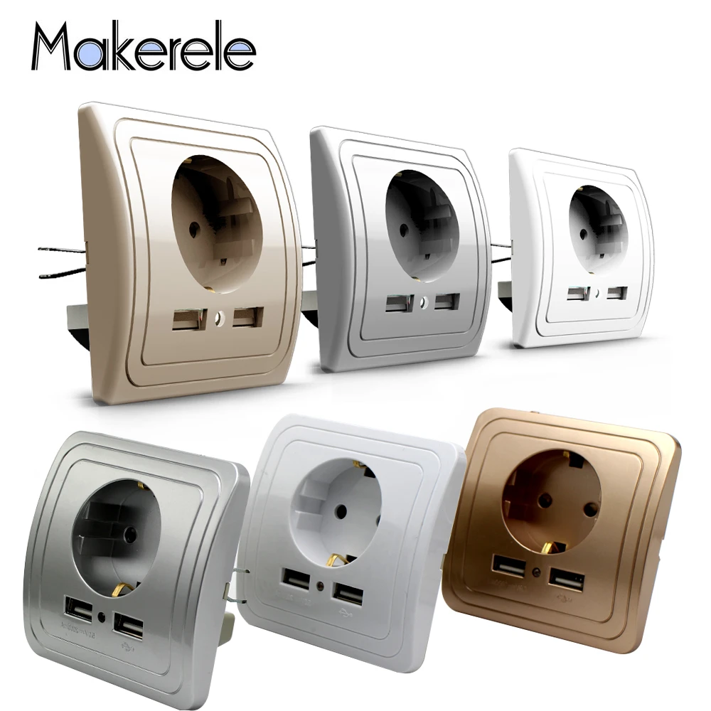 3 Colors Smart Home Adapter 16A EU Standard Outlet Electrical Plug Socket Power Outlet Panel 110~250V Wall Power Socket