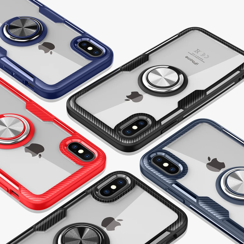 Прозрачный чехол для iPhone 12 11 Pro X XR XS Max 6S 8 7 Plus iPhone7 iPhone11 iPhoneX ударопрочный с кольцом