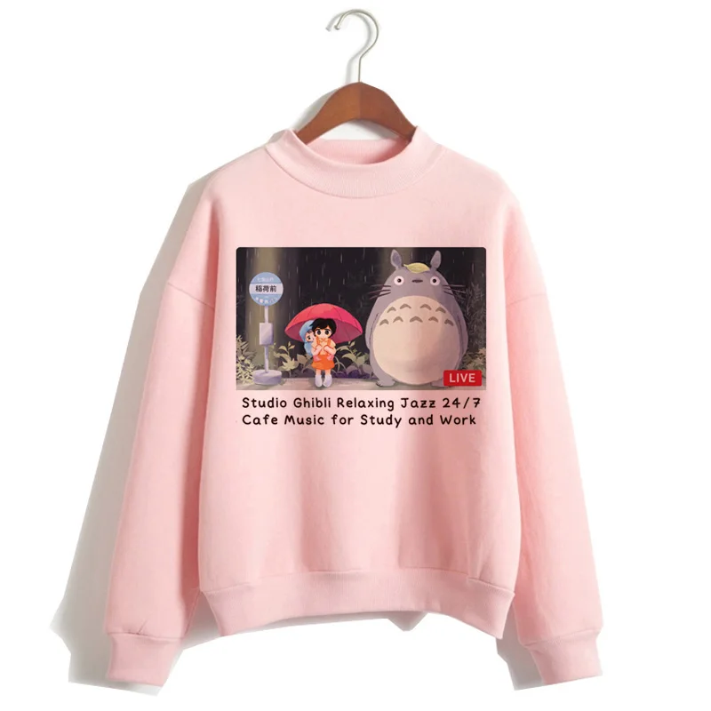 Унесенные призраками Тоторо японский капюшон Женская толстовка Studio Ghibli kawaii Толстовка негабаритных мультфильм женский ulzzang розовый Аниме - Цвет: 431