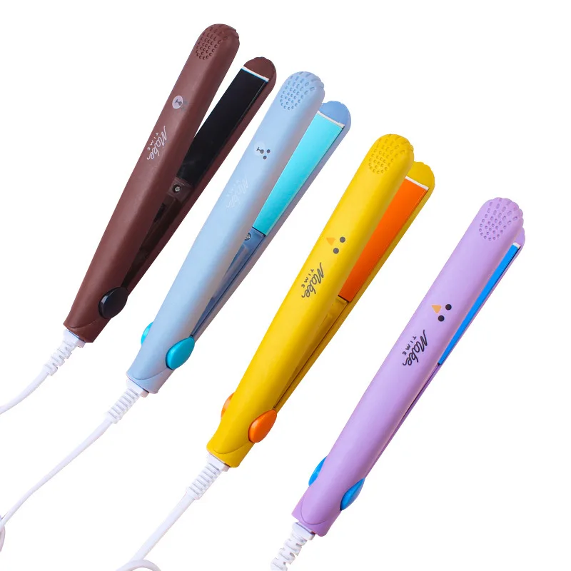 1PCs Mini Portable Steam Flat Hair Iron Hair Straightener Curler Professional Straightening Cute Cartoon Curling Hair Irons