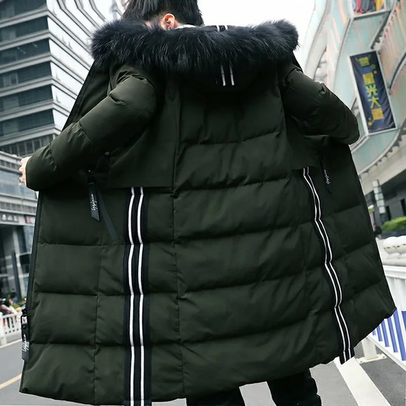 Winter long parkas Men Jackets Thicken Warm Coat slim Casual Jacket Hooded outerwear Collar detachable High Quality cotton Parka