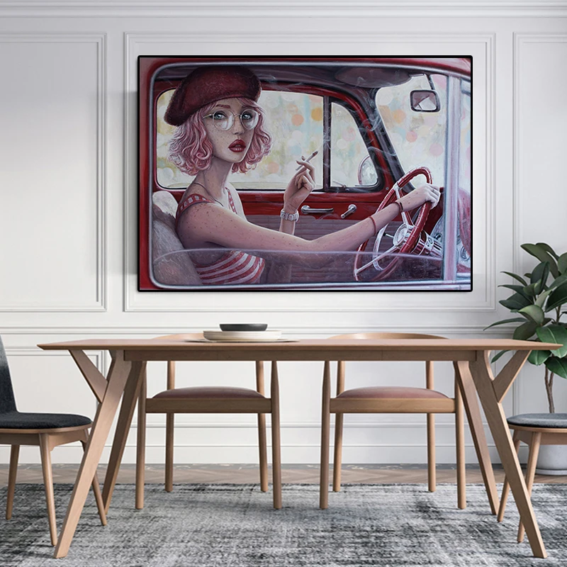 

Oil Painting Portrait Posters and Prints Sexy Smoking Girl Canvas Painting Wall Pictures for Living Room Cuadros Home Decoration
