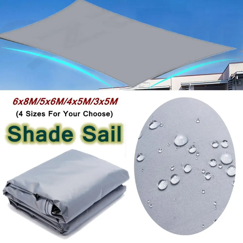 3/4x5m 5x6m 6x8m UV Protection 70% Waterproof Oxford Cloth Outdoor Sun Sunscreen Shade Sails Net Canopies Yard Garden Encrypted