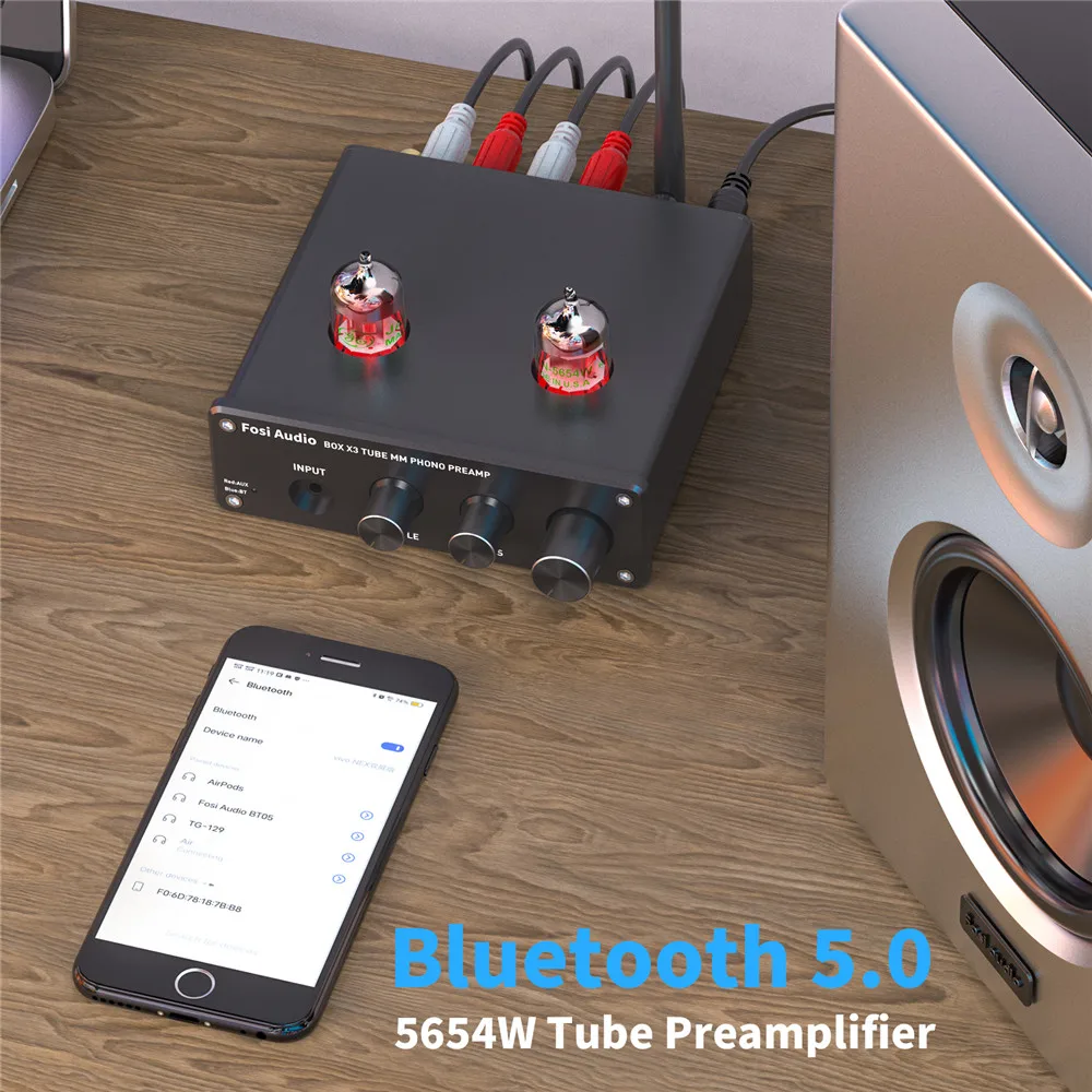 Preamp para o Fonógrafo da Plataforma Tubo de Vácuo Amplificador de Alta Pré-amplificador com Ge5654 Fosi Áudio Bluetooth Phono Giratória Fidelidade Caixa x3 - Image 5