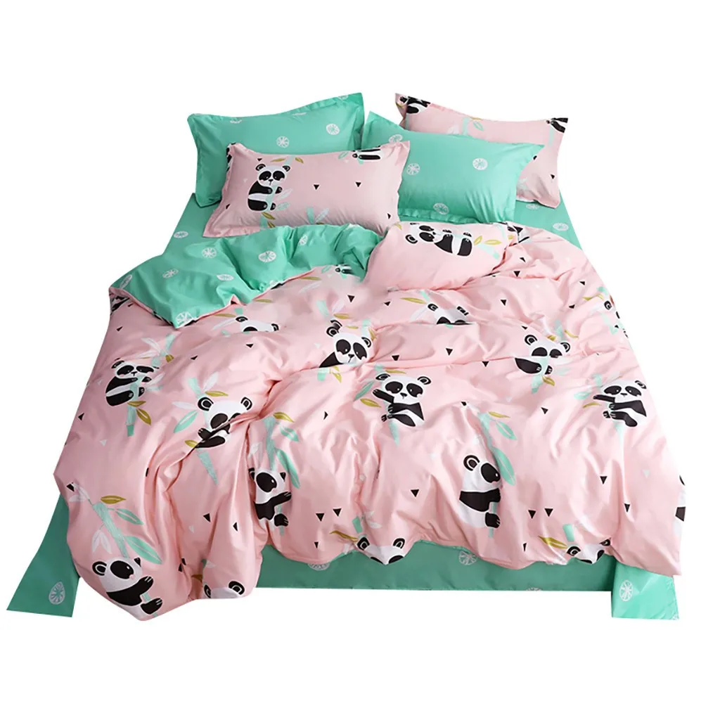 

4 Piece Set Little Panda Bedding Deluxe Family Set Sheet Quilt Pillowcase Full Size Four Pieces Home Textile