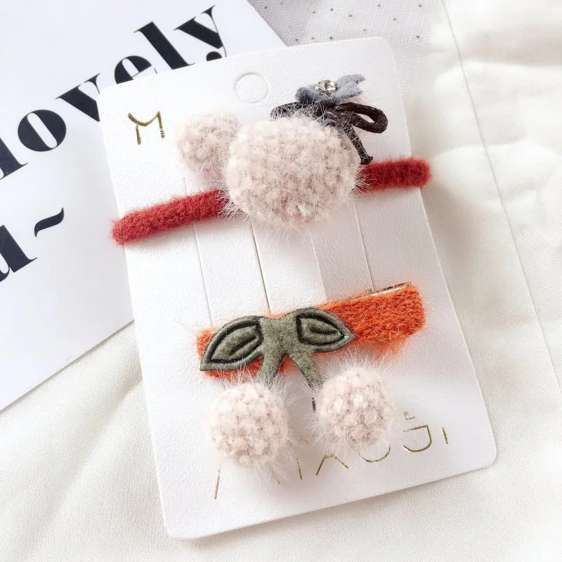 Children baby Girls Hair Clips Cute Cartoon Shape Hair Pin Rope Ponytail Set Children Princess Hair Accessories