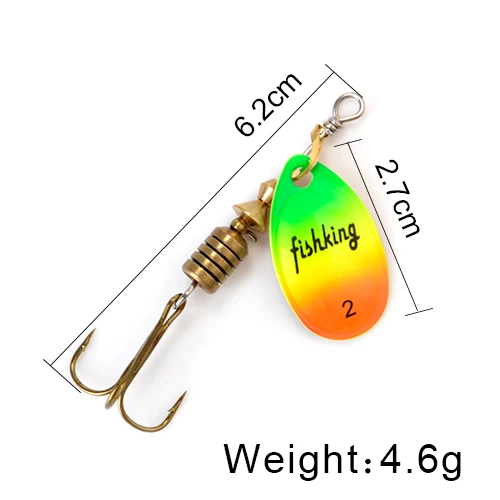 FISH KING Spinner Bait 3.9g 4.6g 7.4g 10.8g 15g Spoon Lures pike Metal With Treble Hooks Arttificial Bass Bait Fishing Lure as photo