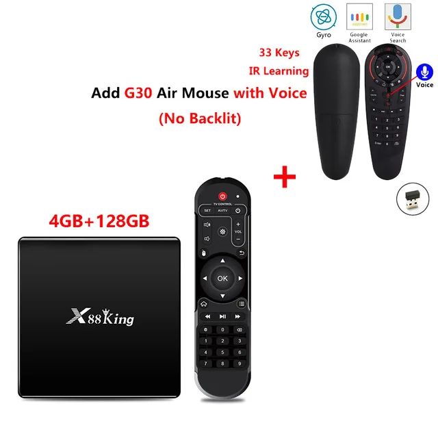 X88 Black EN G30 X88 King Tv Box Amlogic S922X Android 9,0 DDR4 4 Гб 128 ГБ 2,4G/5G двойной Wifi 1000M LAN 4K телеприставка X88 King Smart медиаплеер - Цвет: X88 Black EN G30