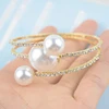 AOUSIX New Crystal Gold Silver Plated Bangles Pearl Bride Bracelet Woman Pearl Open Bracelet Pulseras Mujer Holiday Gift 4