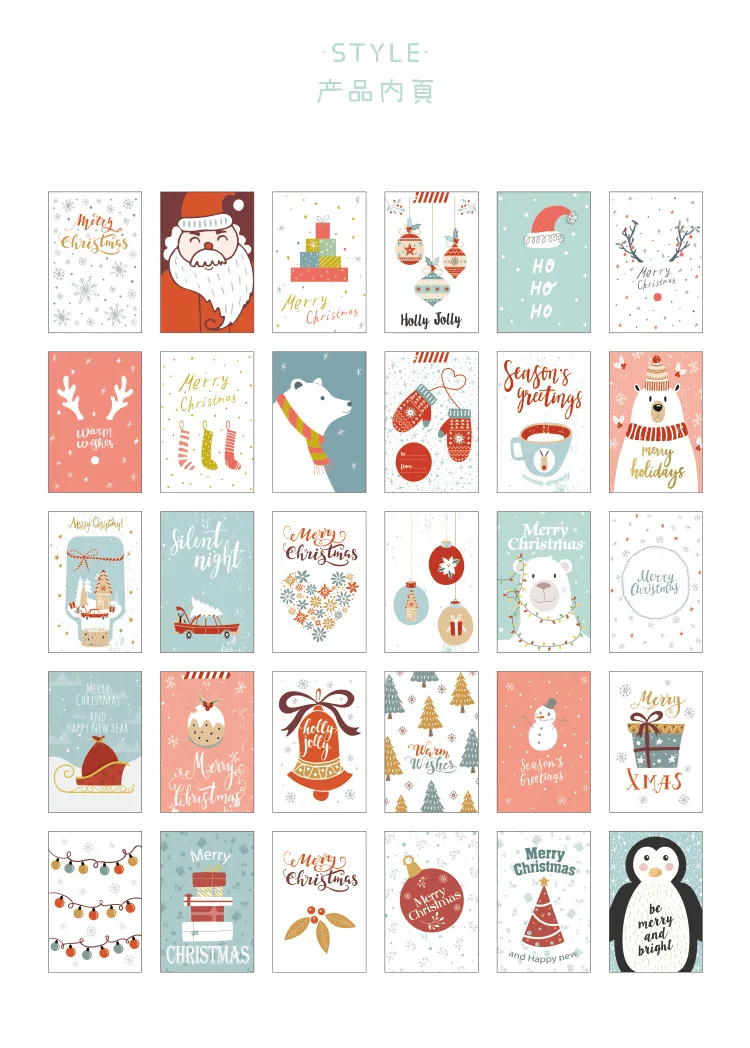 30 шт./компл. открытка merry Christmas/поздравительная открытка/открытка для сообщений/подарок на Рождество и год
