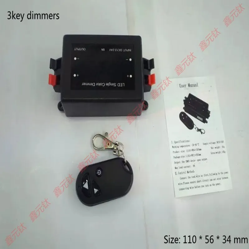 3 кнопки диммер СВЕТОДИОДНЫЙ ная лента DC12V 8A ИК-управление Одноцветный для smd 3528 5050