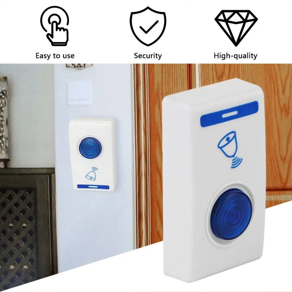 Wireless Door Bell 504D LED Chime Door Bell Doorbell & Wireles Remote control 32 Tune Songs White Home Security Use Doorbell