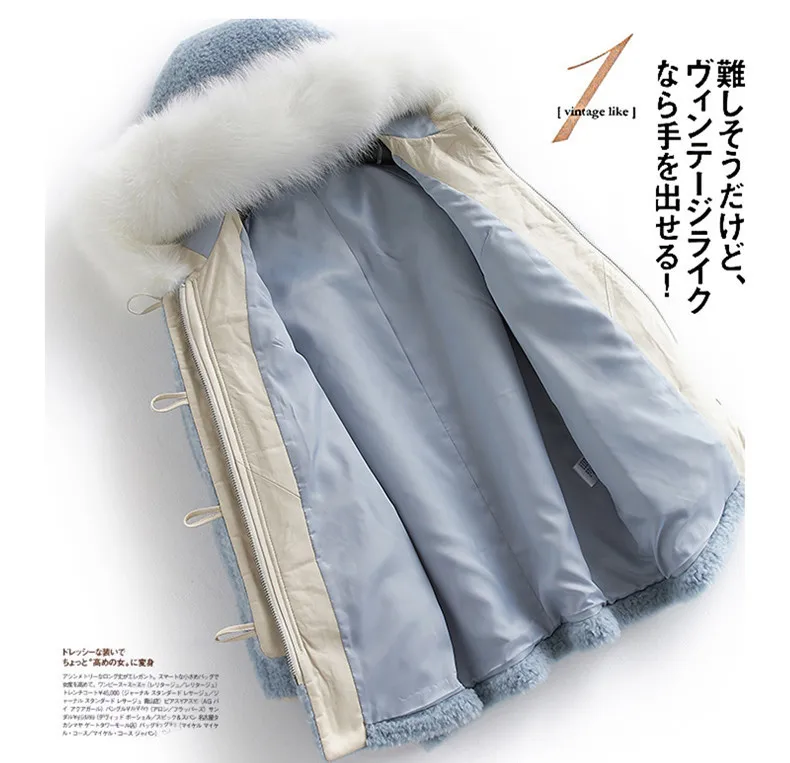 

Real 2020 Fur Coat Winter Jacket Women Fox Fur Collar Sheep Shearling Fur Jackets for Women Korean 100% Wool Coats MY s s