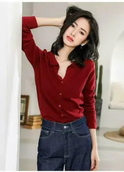 

Women's Cashmere Blend Tops Turndown Collar Cardigan Sweater Coat Vintage