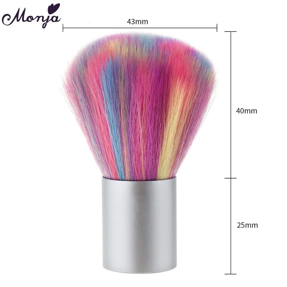 Monja 6 стилей, алюминиевая ручка, щетка для маникюра, акриловая, УФ-гель, для удаления порошка, мягкая щетка для удаления пыли, инструменты для маникюра - Цвет: Small Rainbow
