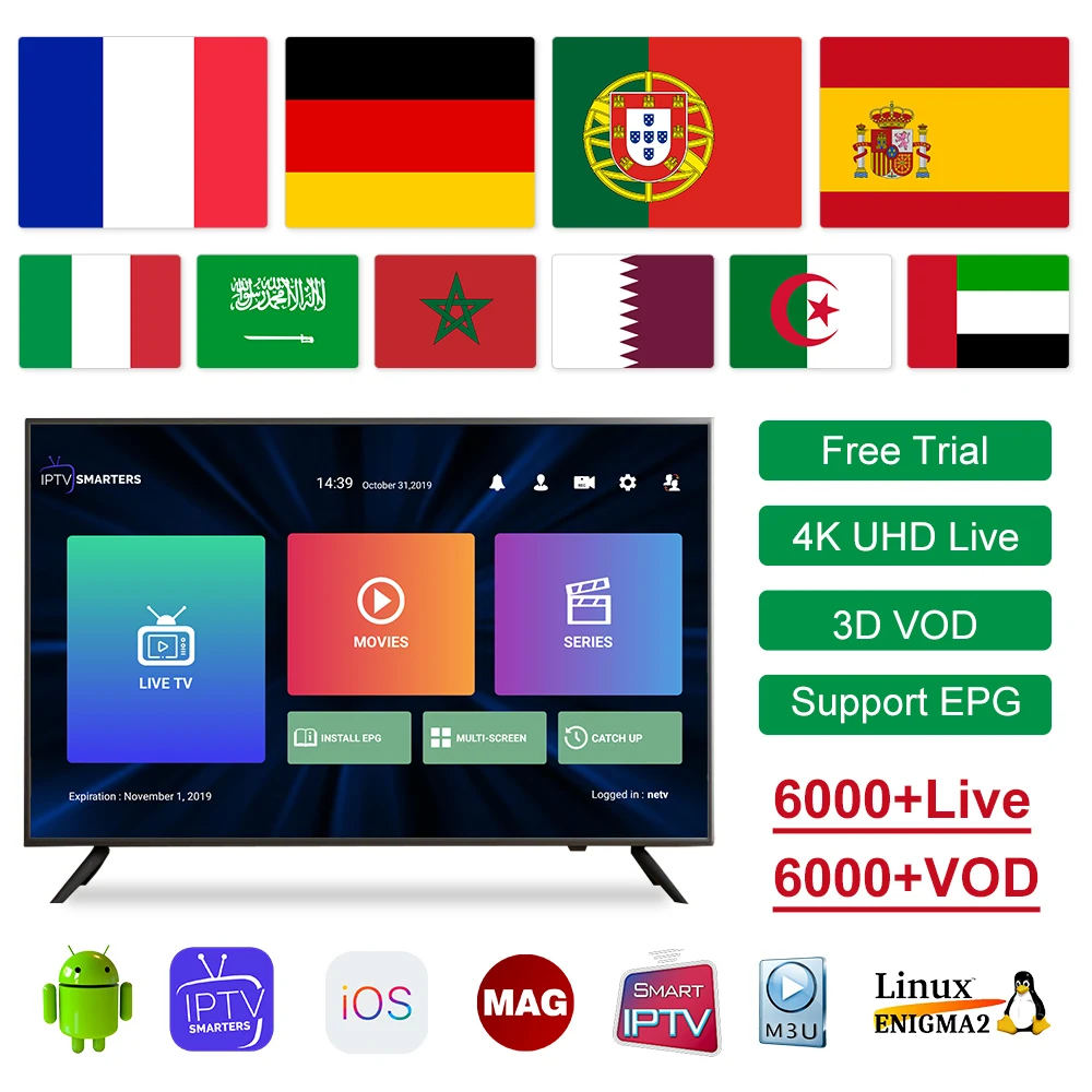 #*Cheap IPTV France Germany 1 Year IPTV subscription For Android device M3U MAG Free test Portugal IPTV French Spain Arabic Italia IP TV