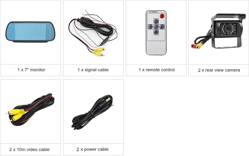 DIYKIT проводной " зеркальный монитор для автомобиля+ 2 x Водонепроницаемый ночного видения CCD камера заднего вида для грузовика Караван Автобус фургон