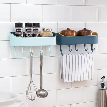 

Wall Hanging Triangle Storage Shelves with Hook Shower Gel Shampoo Holder Punch Free Home Kitchen Organizer Bathroom Accessories