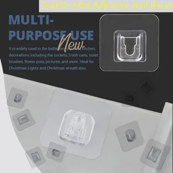 

Double-sided Adhesive Wall Hooks Multi-Purpose Hooks For Kitchen Bathroom Living Room Adhesive Wall Mounted Hooks Storage Hooks