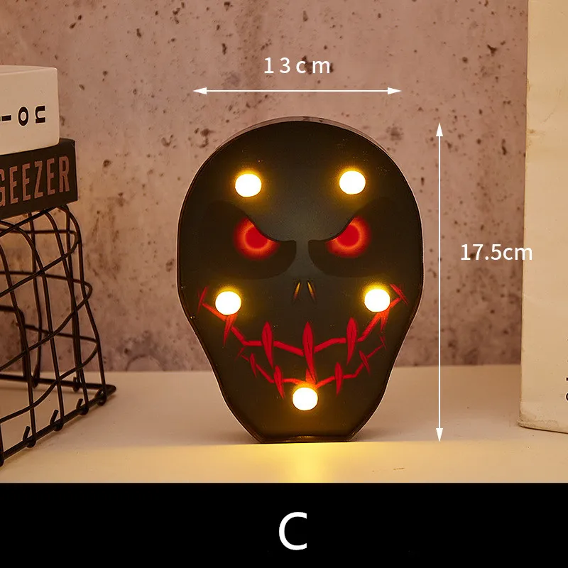 Украшения на Хэллоуин, рождественские украшения для дома, сказочные огни, гирлянда тыквы, теплые белые ночники спальня, лампа - Испускаемый цвет: skull-C