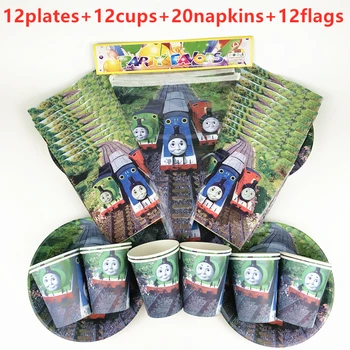 

New 56pPcs Thomas Train Theme Disposable Tableware Kids Boy Birthday Party Decoration Paper Plate+Cup+Napkin+Flags Supplies