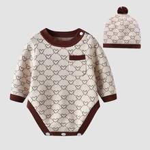 Peleles de punto con sombrero para recién nacido, monos de bebé británico para primavera y otoño, ropa de punto de algodón, novedad