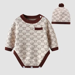 Barboteuse en tricot avec chapeau pour nouveau né, body en coton pour bébé britannique, vêtements d'automne, nouvelle collection printemps automne 