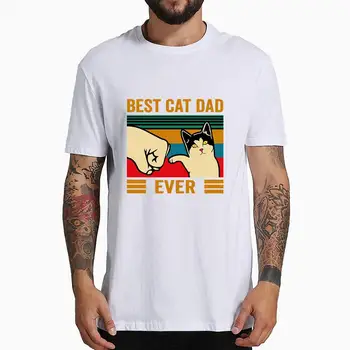 

Hot Men's T-Shirt Promotions Best Cat Dad Ever T-Shirt Cat Lover 100% large size cotton T-Shirt Men's Women's Tee Funny Gift