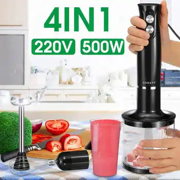 

500W Blenders 2 Speeds 4-in-1 Stainless Steel Hand Stick Mixer Eggs Whisk Vegetable Juicer Grinder Chopper With 700ml Beaker