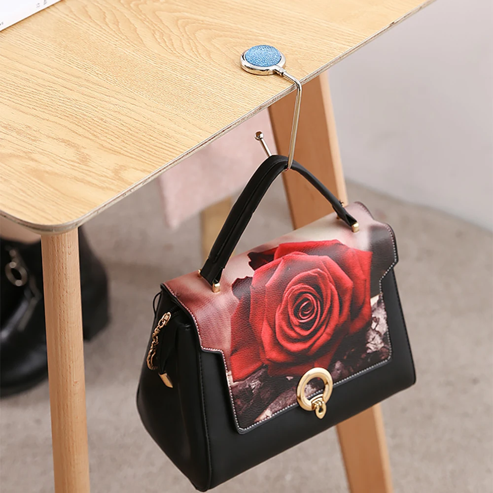 Creative Portable Metal Foldable Bag Purse Hook Handbag Hanger Purse Hook  Handbag Holder Shell Bag Folding Table Hook 10 Colors