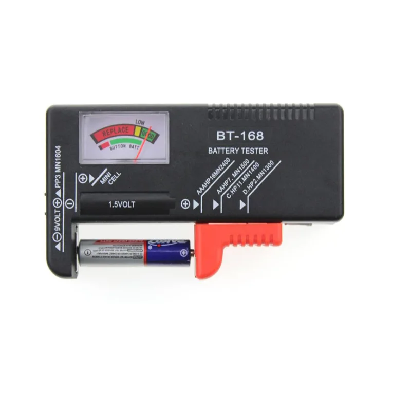 BT-168 AA/AAA/C/D/9V/1.5V Batteries Universal Button Cell Battery Colour Coded Meter Indicate Volt Tester Checker BT168 Power AA 3