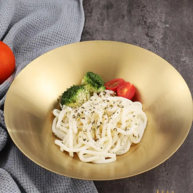 Creative Stainless Steel Straw Hat Plate Pasta Salad Deep Soup Household Tableware Dish Western Food | Дом и сад