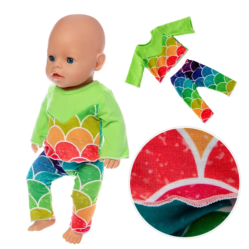 2019New цветная рыбья чешуя кукла в пижаме одежда подходит для 43 см детская кукла одежда аксессуары для куклы реборн