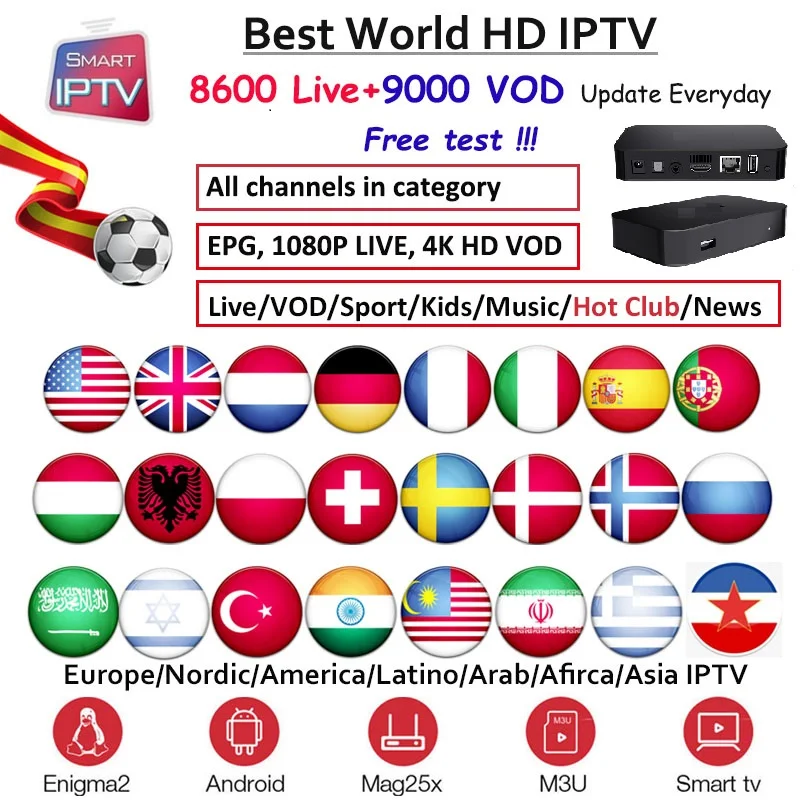 Iptv box world hd IPTV подписка Европа Германия голландский Великобритания Швеция французский Польша Испания США арабские индийские Albania Австралия