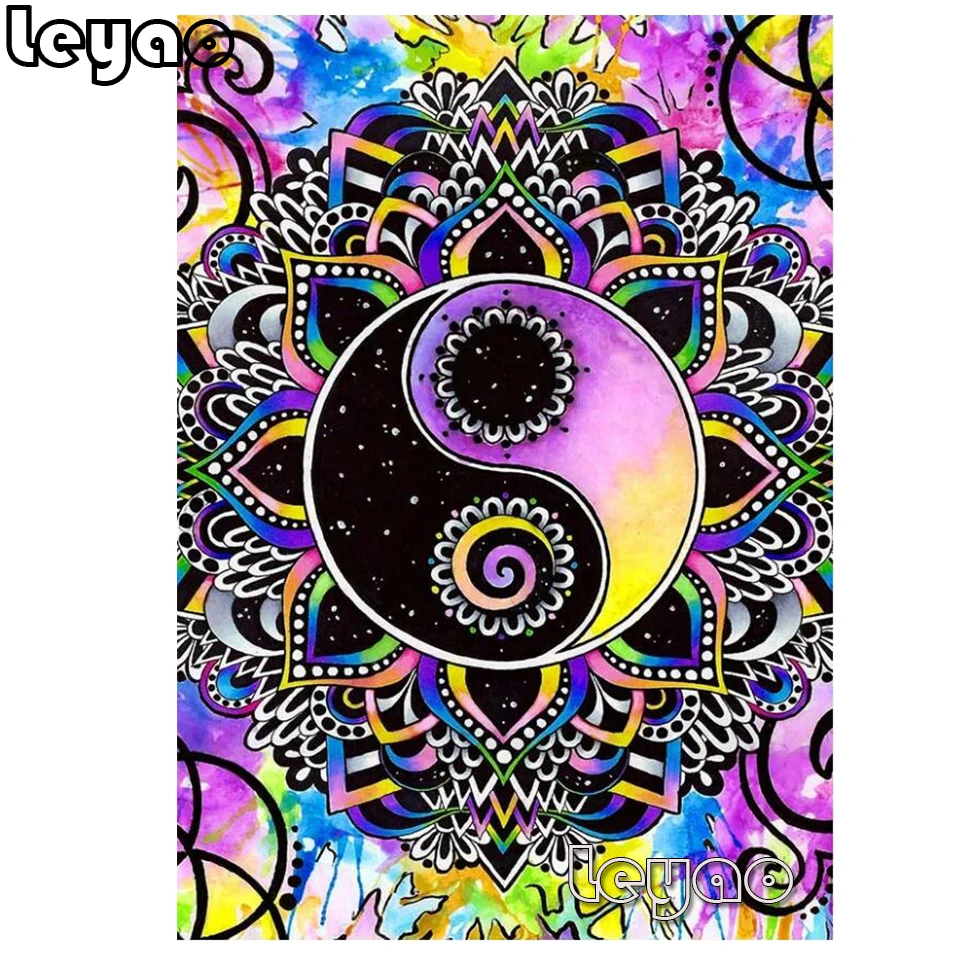 diamond art diy Diamond Embroidery Mandala yin and yang pattern 5D Diy Diamond mosaic cross stitch Diamond Painting full square/Round wall art 5D DIY Diamond Painting for kid