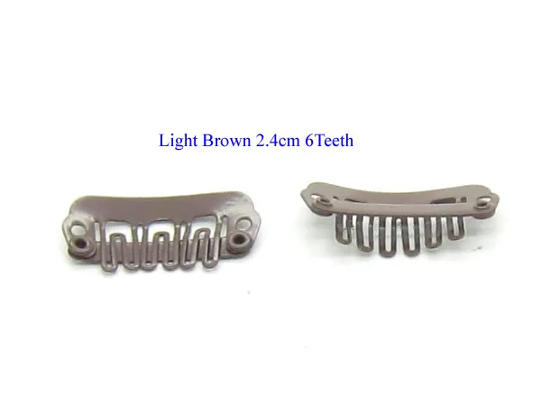 Light Brown 20 шт. самые дешевые 2,4 см 6 зубов маленькие волосы металлические заколки для волос для наращивания Toupees клипсы оснастки для волос Парик Инструменты для уточной пряжи LZH0104 - Цвет: Light Brown