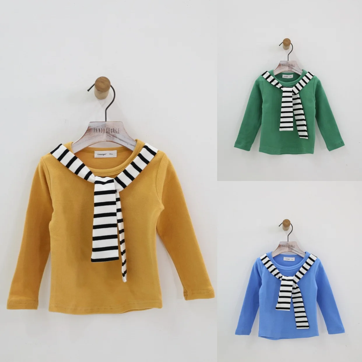 child wear Korean children's clothing T-shirt boy autumn and winter coat baby striped shirt candy colour