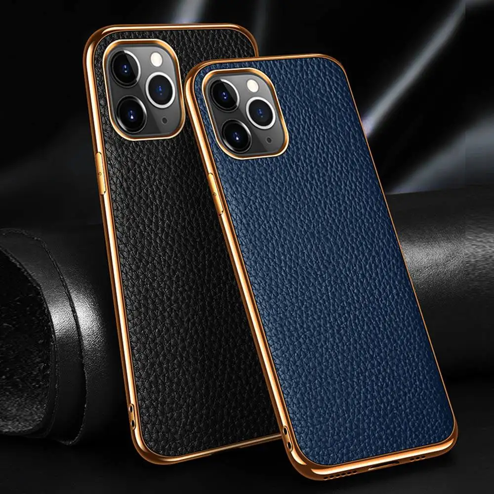 Gold Finger Strap Case for iPhone 14 Pro Max in Genuine Calfskin