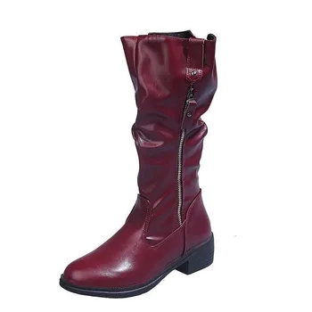

2020 Hot Brand Boots Women Shoes Side Zipper Knee High Boots Fashion Footwear Warm Non-slip Ladies Boots Botas De Mujer