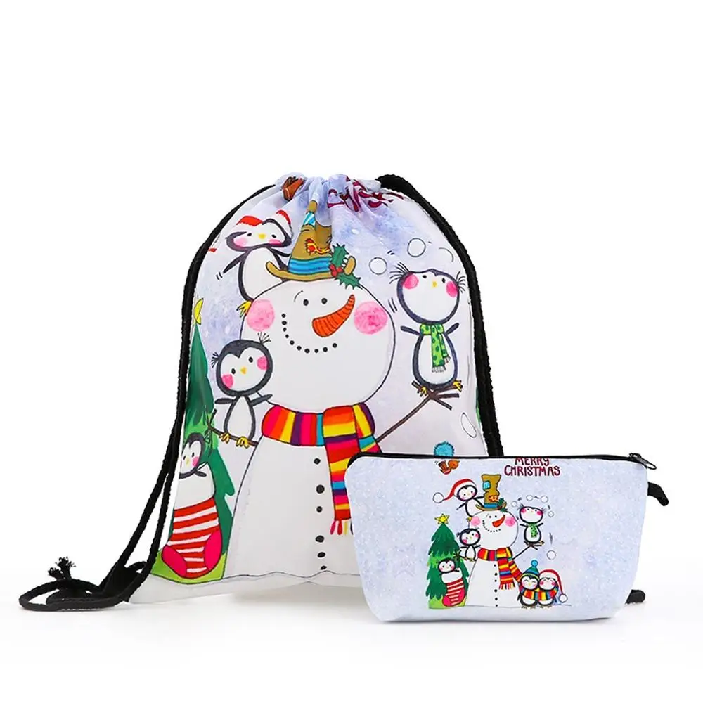 Merry Christmas сумка на шнурке, рюкзак, Холщовая Сумка, модная женская одноцветная Большая вместительная сумка для конфет#2N07
