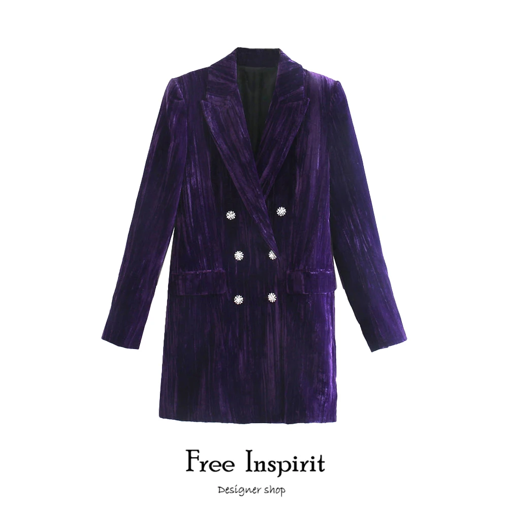 

2020 Free Inspirit New Arrival Winter Female Office Lady Solid Blazers Notched Women's Vintage Button Blazers Dresses