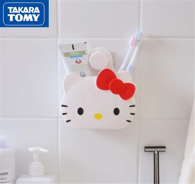 TAKARA TOMY Creative Cartoon Hello Kitty Multifunctional Toothbrush Holder Cute Bathroom Shelf Storage Box 1