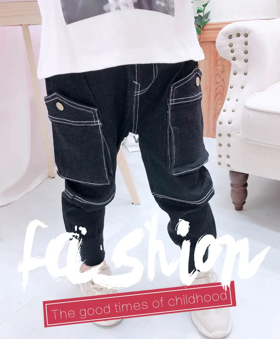 Jeans For Boy Cargo Pants Kids Jeans Boys Fashion Pocket Jeans Kid Fall Casual Children's Clothing For Boys Christmas Gift
