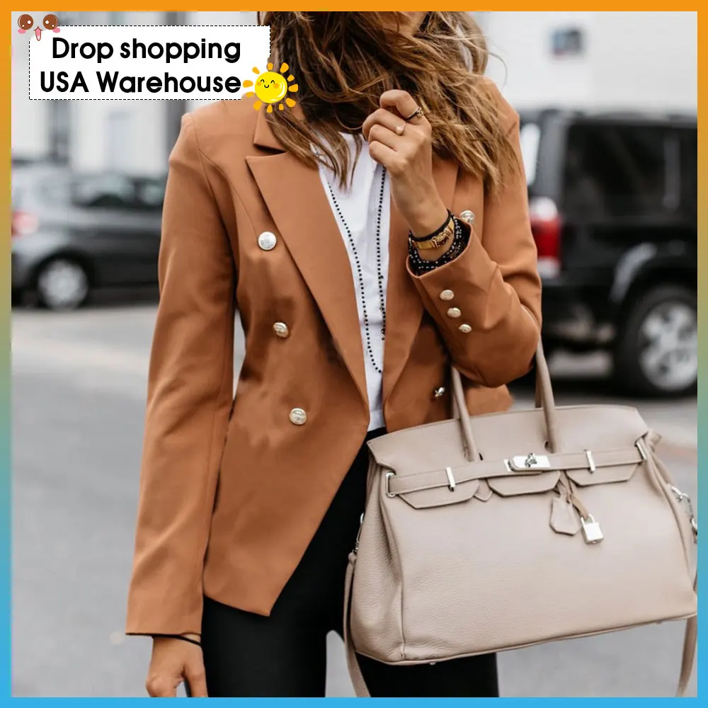 

2020 New Style for Autumn and Winter Casual Lapel Elegant Small Suit Women's Jacket Buttons Blazer Coat Office Ladies Outfit