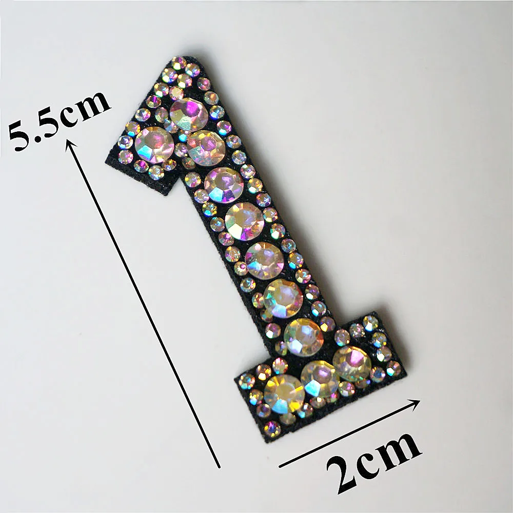 Rainbow Rhinestone 0-9 Number Arabic 