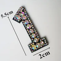 Rainbow Rhinestone 0-9 Number Arabic Numerals Sew Iron On Patch Badge Bag Hat Jeans Jackets Clothes DIY Applique Craft 3