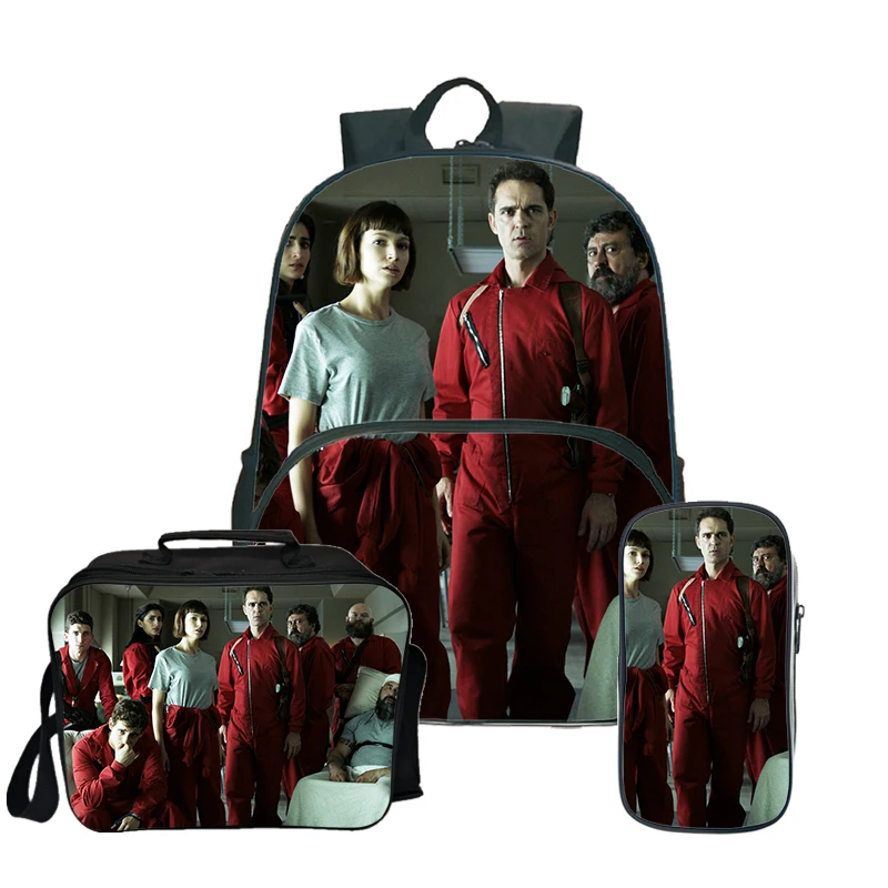 13 La casa de papel Рюкзак 16 дюймов Подростковая дорожная сумка для девочек школьные рюкзаки для мальчиков с милым кавайный пенал Противоугонный рюкзак - Цвет: 13