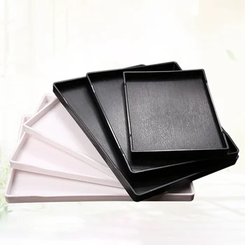 

Black White Rectangular Hotel Melamine Tray Water Cup Tea Tray Creative Plastic Room Washing Storage Trays