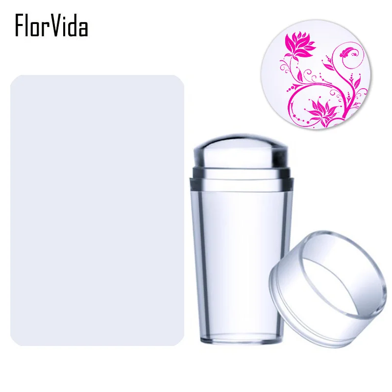 

Big Clear Jelly Silicone Nail Art Stamper Kit with Scraper for Stamping Plates Pattern Transfer Template Manicure Tools