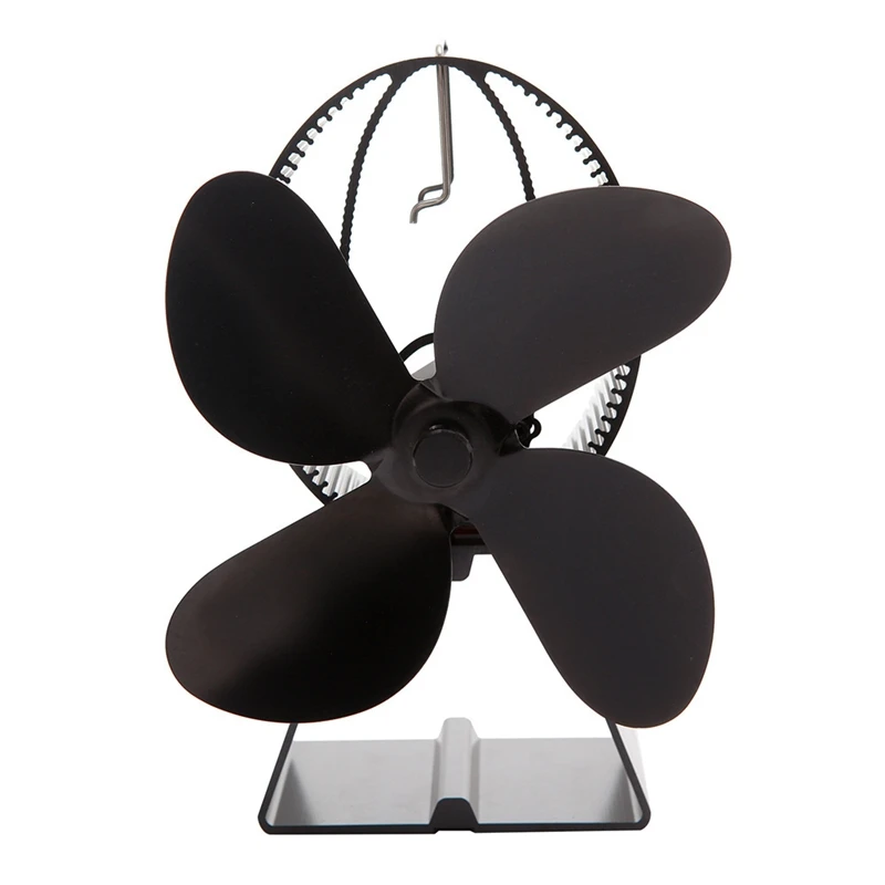 Черный камин 4 лопасти вентилятор для печи, работающий от тепловой энергии бревна деревянная горелка экологичный тихий вентилятор дома эффективное распределение тепла